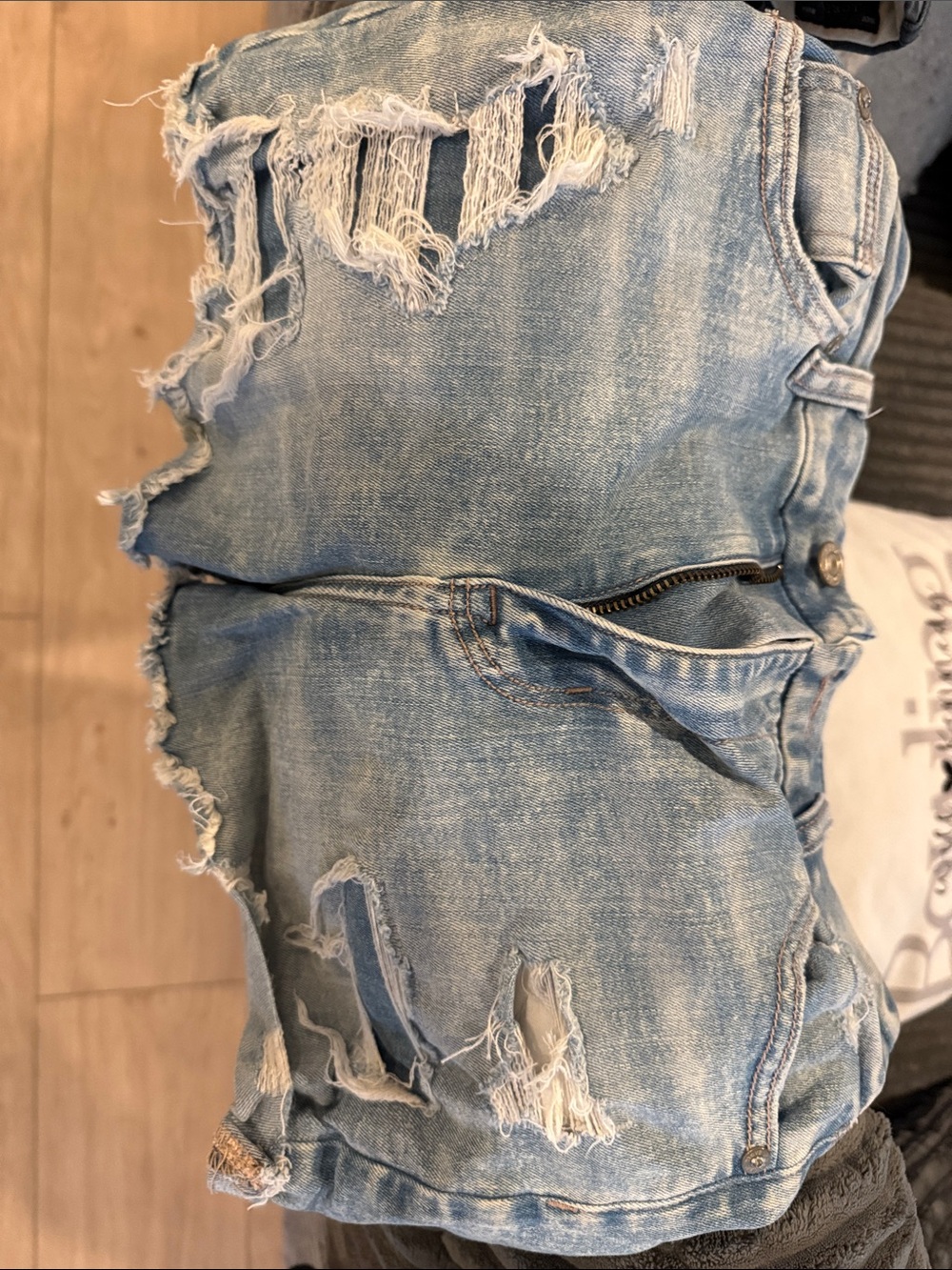 American Eagle Outfitters Light Blue Distressed Denim Shorts